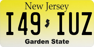 NJ license plate I49IUZ