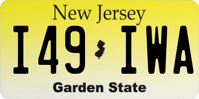 NJ license plate I49IWA