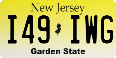 NJ license plate I49IWG