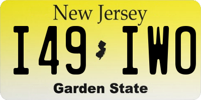 NJ license plate I49IWO