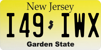 NJ license plate I49IWX