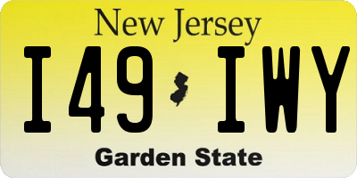NJ license plate I49IWY