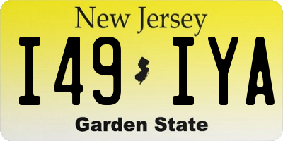 NJ license plate I49IYA