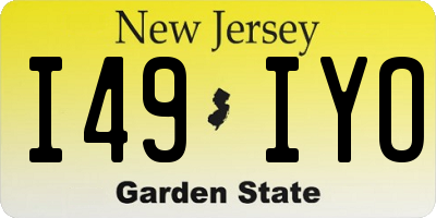 NJ license plate I49IYO