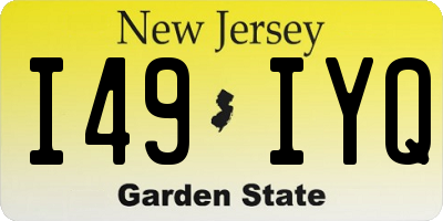 NJ license plate I49IYQ