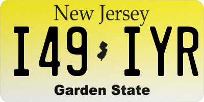 NJ license plate I49IYR