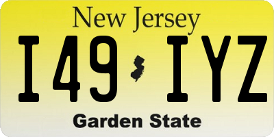 NJ license plate I49IYZ