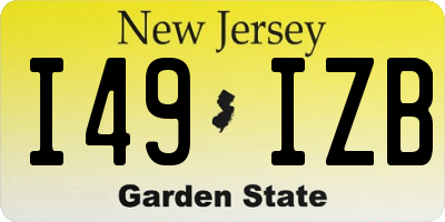 NJ license plate I49IZB