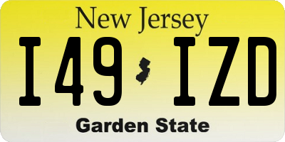 NJ license plate I49IZD