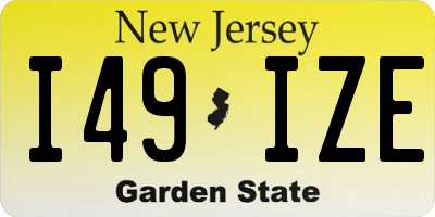 NJ license plate I49IZE
