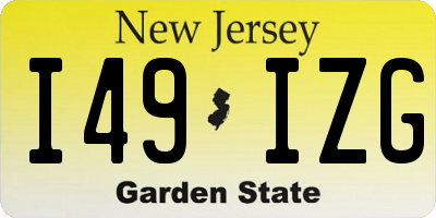 NJ license plate I49IZG
