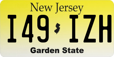 NJ license plate I49IZH
