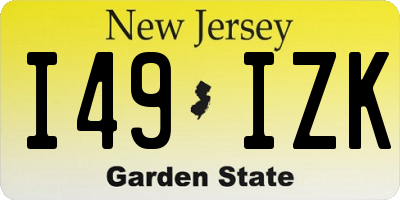 NJ license plate I49IZK