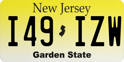 NJ license plate I49IZW