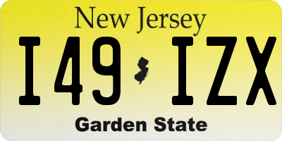 NJ license plate I49IZX