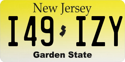 NJ license plate I49IZY