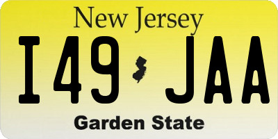 NJ license plate I49JAA