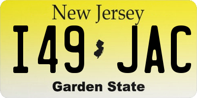 NJ license plate I49JAC