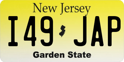 NJ license plate I49JAP