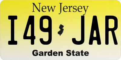NJ license plate I49JAR