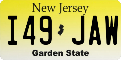 NJ license plate I49JAW