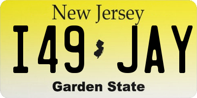 NJ license plate I49JAY