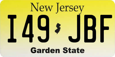 NJ license plate I49JBF