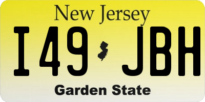 NJ license plate I49JBH