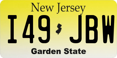 NJ license plate I49JBW