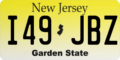 NJ license plate I49JBZ