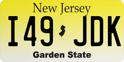 NJ license plate I49JDK