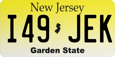NJ license plate I49JEK