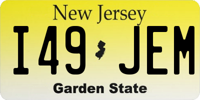 NJ license plate I49JEM