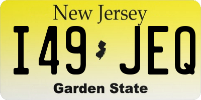 NJ license plate I49JEQ