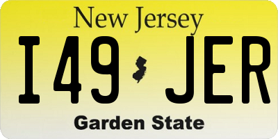 NJ license plate I49JER