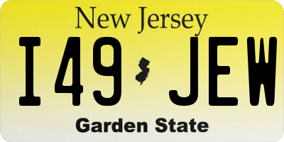NJ license plate I49JEW