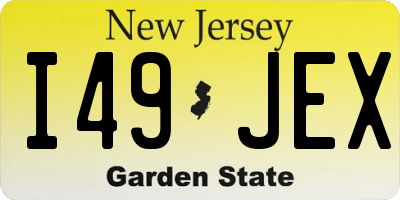 NJ license plate I49JEX