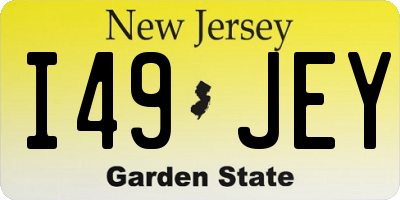 NJ license plate I49JEY
