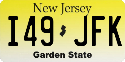 NJ license plate I49JFK