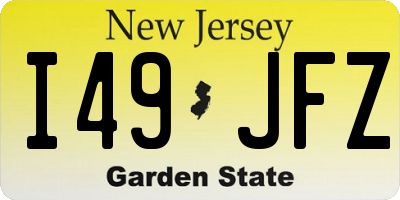 NJ license plate I49JFZ