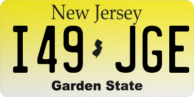NJ license plate I49JGE