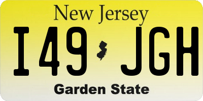 NJ license plate I49JGH
