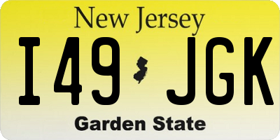 NJ license plate I49JGK