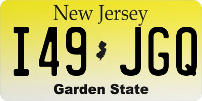 NJ license plate I49JGQ