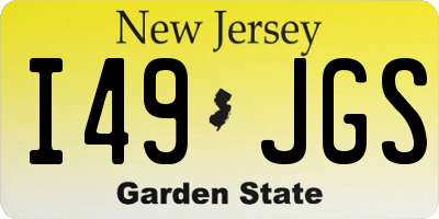 NJ license plate I49JGS