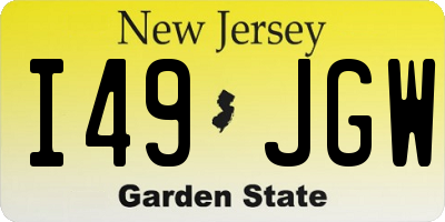 NJ license plate I49JGW