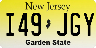 NJ license plate I49JGY