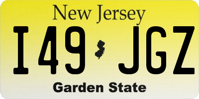 NJ license plate I49JGZ