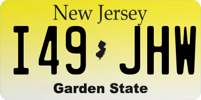 NJ license plate I49JHW