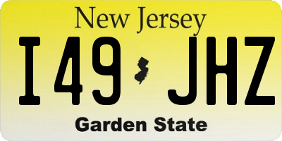 NJ license plate I49JHZ